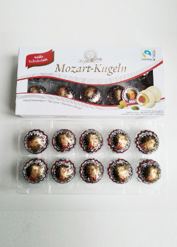 Цукерки білий шоколад Mozart Kugeln 200 гр марципан Shokopack (251408415)