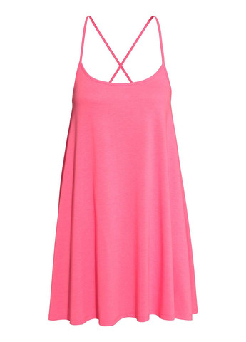 Розовое кэжуал платье платье-майка, клеш H&M однотонное