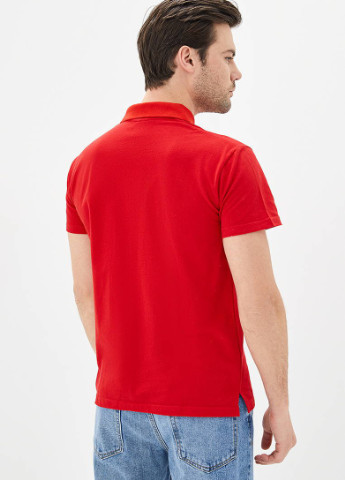 Красная футболка-поло мужское однотонное для мужчин Роза однотонная
