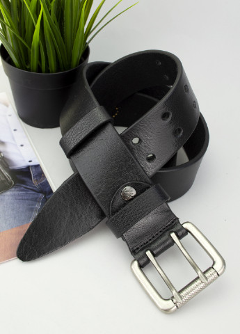 Ремень мужской кожаный -4561 black широкий черный двухшпеньковый (130 см) JK (254031381)