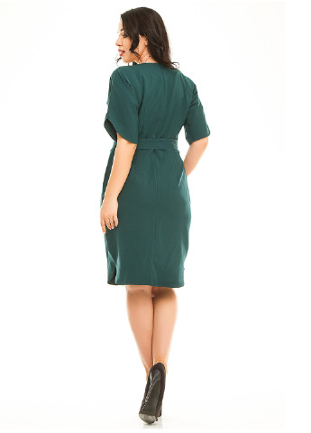 Темно-зеленое кэжуал платье футляр Lady Style однотонное