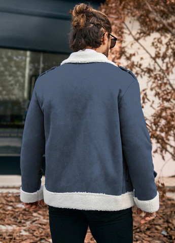 Серо-синяя зимняя куртка куртка-пиджак SHEIN