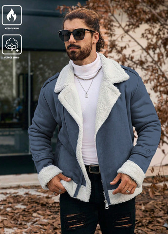 Серо-синяя зимняя куртка куртка-пиджак SHEIN