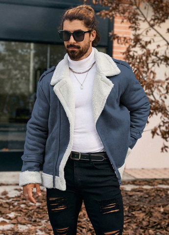 Серо-синяя зимняя куртка куртка-пиджак SHEIN