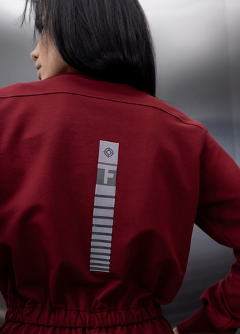 Бавовняний комбінезон з поясом та блискавкою TOTALFIT комбінезон-брюки однотонний бордовий кежуал, спортивний двунитка, бавовна