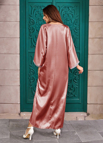 Розово-коричневое праздничный, кэжуал платье SHEIN однотонное