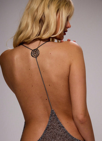 Сіра вечірня, пляжна сукня силуетна, з відкритою спиною SHEIN однотонна