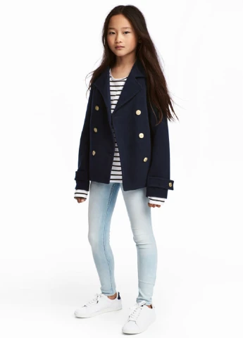 Голубые демисезонные зауженные джинсы H&M