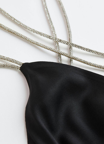 Черное вечернее, кэжуал платье платье-комбинация, с открытой спиной H&M однотонное