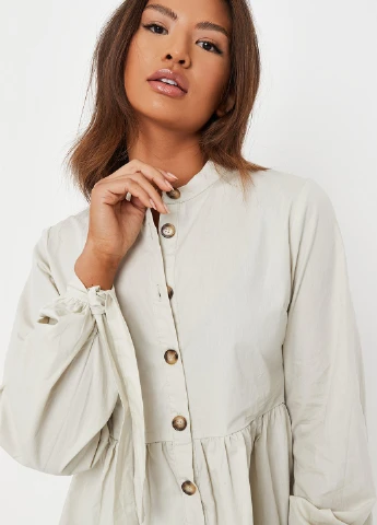 Серо-бежевое кэжуал платье клеш Missguided однотонное