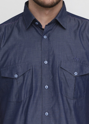 Темно-синяя кэжуал рубашка однотонная LVG с коротким рукавом