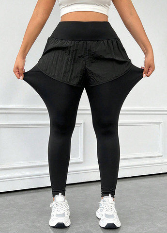 Черные демисезонные леггинсы SHEIN