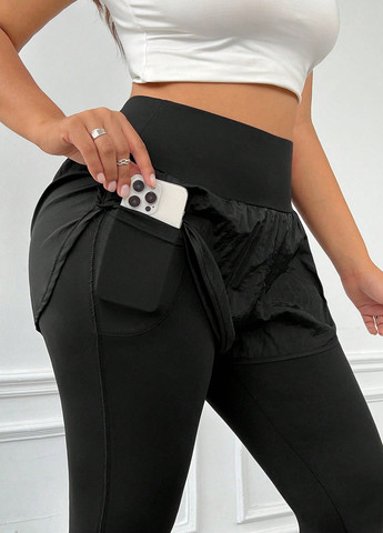 Черные демисезонные леггинсы SHEIN