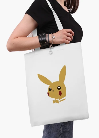 Эко сумка шоппер белая Пикачу (Pikachu) (9227-2076-WT2) Еко сумка шоппер біла 41*35 см MobiPrint (219151252)