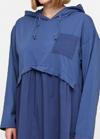 Синя кежуал сукня сукня-худі, оверсайз Stella Milani однотонна