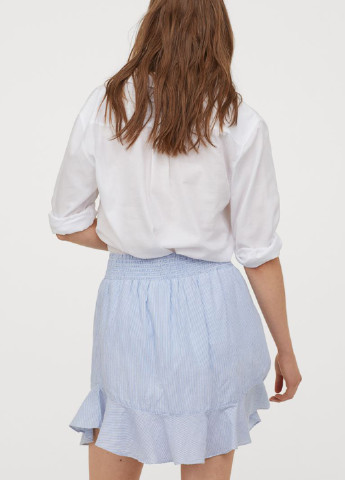 Голубая кэжуал в полоску юбка H&M а-силуэта (трапеция)