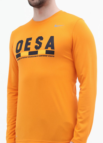 Оранжевый демисезонный спортивный лонгслив Nike с надписями