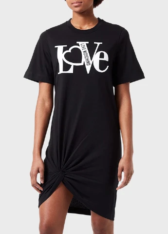 Чорна кежуал сукня сукня-футболка Love Moschino з написами
