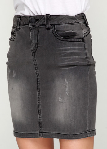 Серая джинсовая однотонная юбка Jean Pascale мини