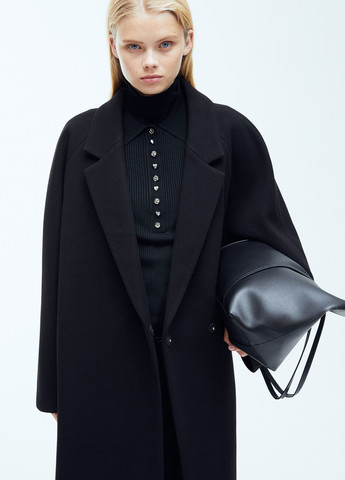 Черное демисезонное Пальто оверсайз H&M