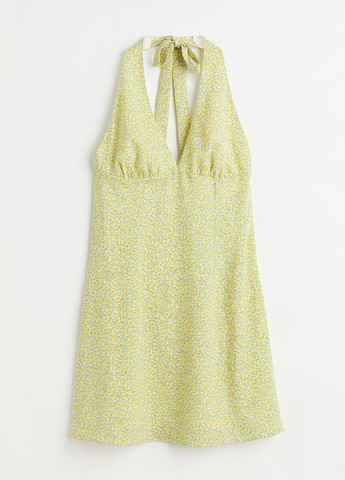 Жовтий кежуал сукня з відкритою спиною H&M з квітковим принтом