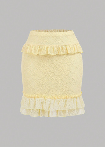 Желтый летний костюм (топ, юбка) SHEIN