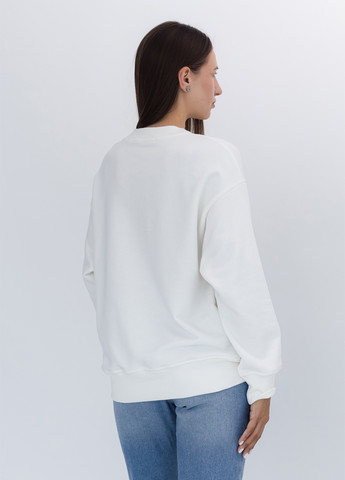 Білий світшот Nora Kvittin однотонний нашивки, вишивка, аплікація (301079855)