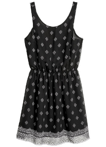 Чорна кежуал плаття, сукня кльош H&M з геометричним візерунком