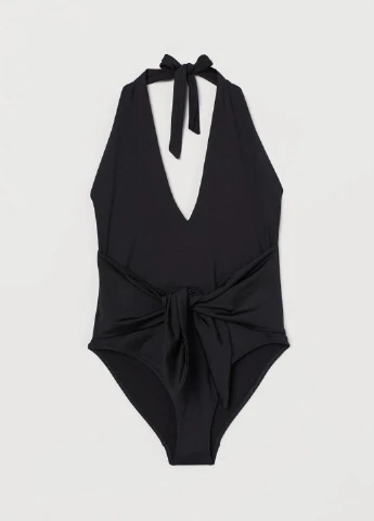 Черный летний купальник слитный H&M