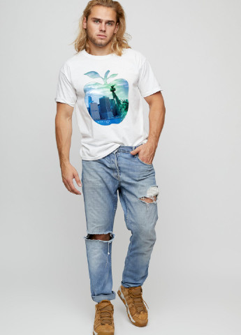 Біла футболка чоловіча basic /air print/ YAPPI