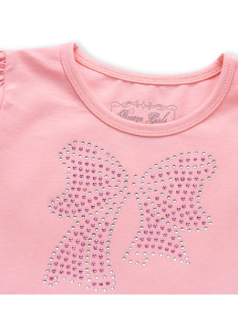 Коралова футболка з бантиком з страз (6283-92g-peach) Breeze (205765640)