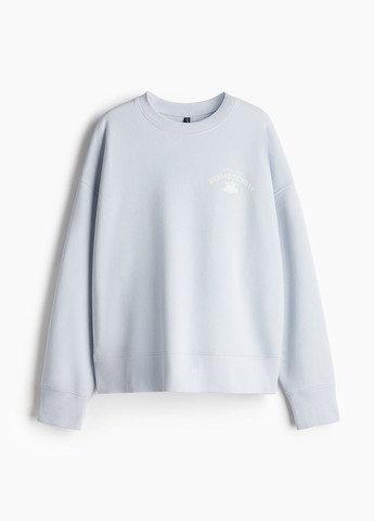 Светло-голубой свитшот H&M надпись без декора (366778508)