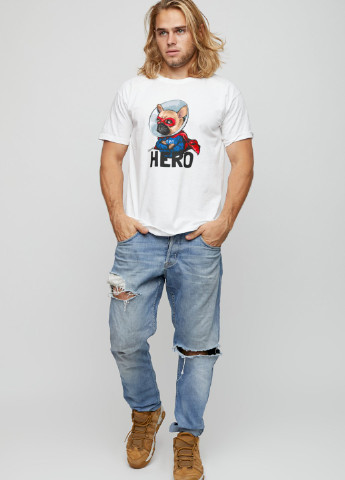 Біла футболка чоловіча basic /air print/ YAPPI