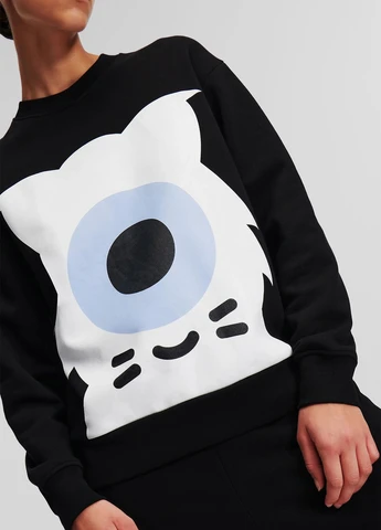 Черный свитшот Karl Lagerfeld рисунок без декора (333935918)