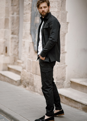 Черные кэжуал демисезонные карго, зауженные брюки MaCo exclusive
