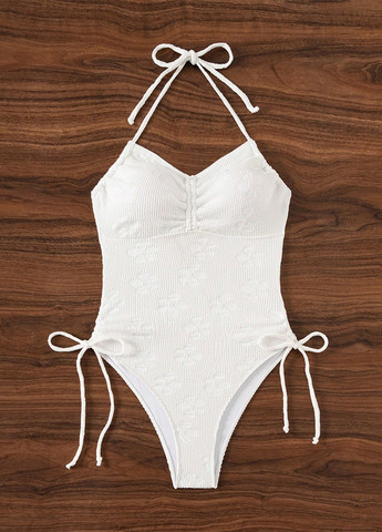 Білий літній купальник суцільний, майо SHEIN