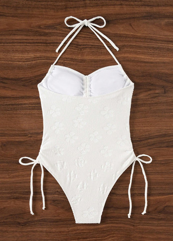 Білий літній купальник суцільний, майо SHEIN