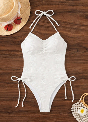 Білий літній купальник суцільний, майо SHEIN