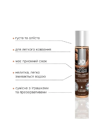 Смазка на водной основе H2O - Chocolate Delight (30 мл) без сахара, растительный глицерин System JO (254583466)