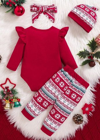 Червоний зимній костюм (боді, штани) брючний SHEIN