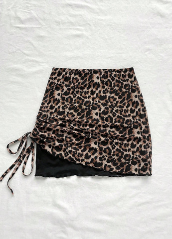 Разноцветная кэжуал леопардовая юбка SHEIN а-силуэта (трапеция)