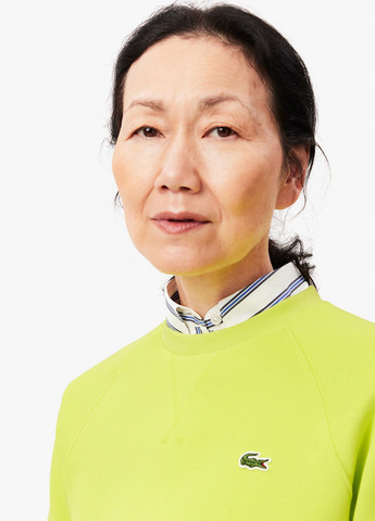 Салатовый свитшот Lacoste однотонный вышивка (329629214)