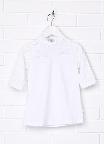Белая однотонная блузка с коротким рукавом Sasha летняя