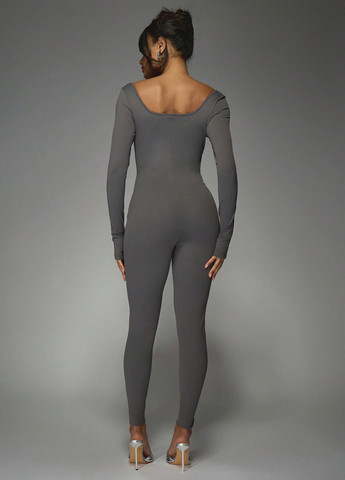 Комбінезон SHEIN комбінезон-брюки однотонний сірий спортивний, кежуал поліамід