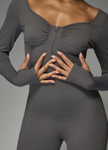 Комбінезон SHEIN комбінезон-брюки однотонний сірий спортивний, кежуал поліамід