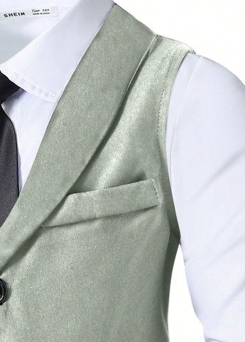 Оливковый демисезонный костюм (жилет, брюки) SHEIN