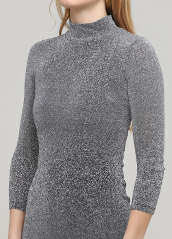 Серебряное коктейльное платье с открытой спиной, платье-водолазка H&M меланжевое