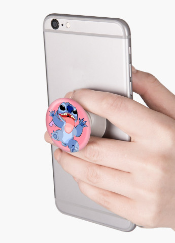 Попсокет (Popsockets) тримач для смартфону Стіч (Stitch) (8754-2684) Чорний MobiPrint (221548553)