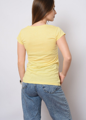 Жовта літня футболка жіноча жовта з малюнком Let's Shop