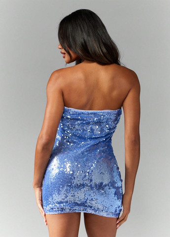 Світло-синя святковий, вечірня сукня бандо SHEIN однотонна